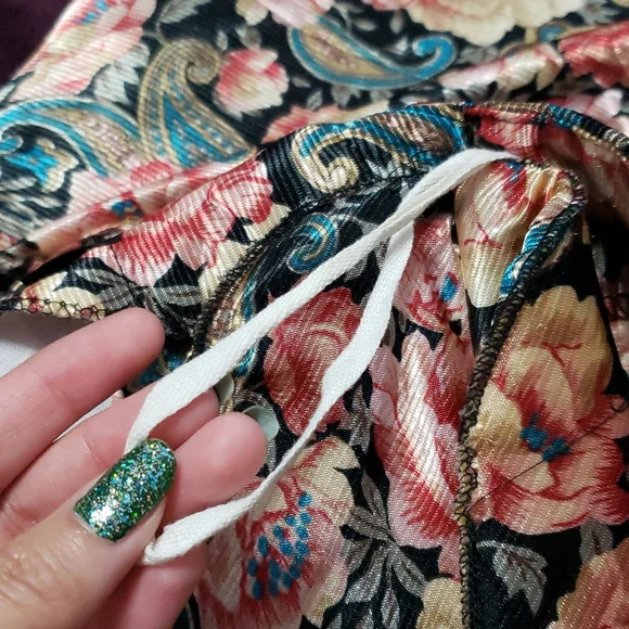 RARE!! Vintage Floral & Lace Peplum V Neck Pencil Skirt Formal Mini Midi Dress - Picture 10 of 11